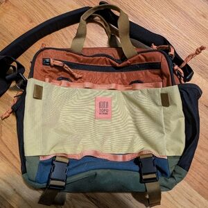 Topo Designs Black and Tan Messenger Bag
